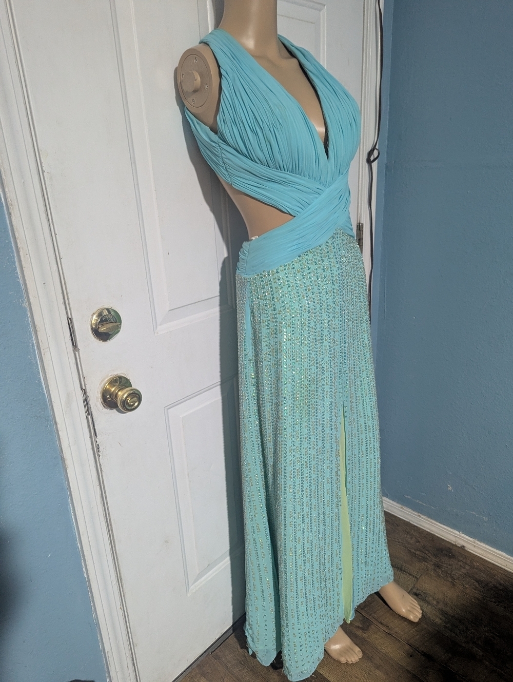 Aparis qua Sequined Wide-Leg Jumpsuit with Draped Bodice - Picture 3 of 7